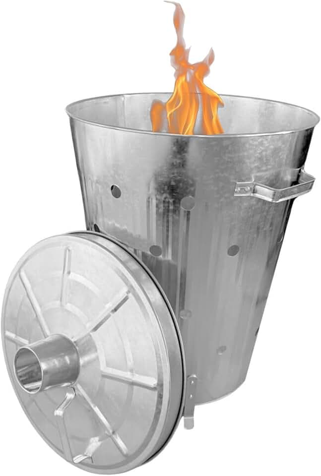 Rori Bidone per il fuoco XL per rifiuti da giardino con coperchio, rotondo (110 l)