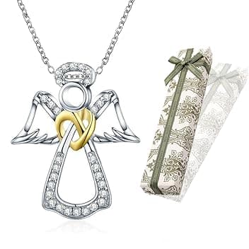 KSJEHW KSJEHW Collana Angelo Custode, Collana con Ciondolo Angelo in Argento Sterling 925, Regali di Battesimo, Comunione e Compleanno per Ragazze e Bambini（con Scatola Regalo