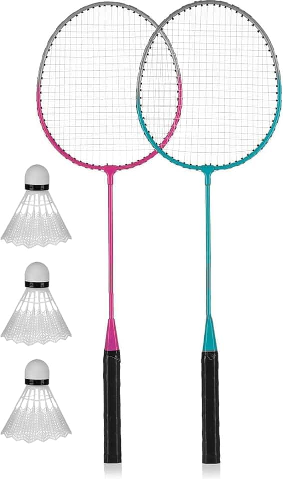 Set badminton completo 2 racchette 3 volani kit racchetta badminton principianti bambinin e adulti colori random