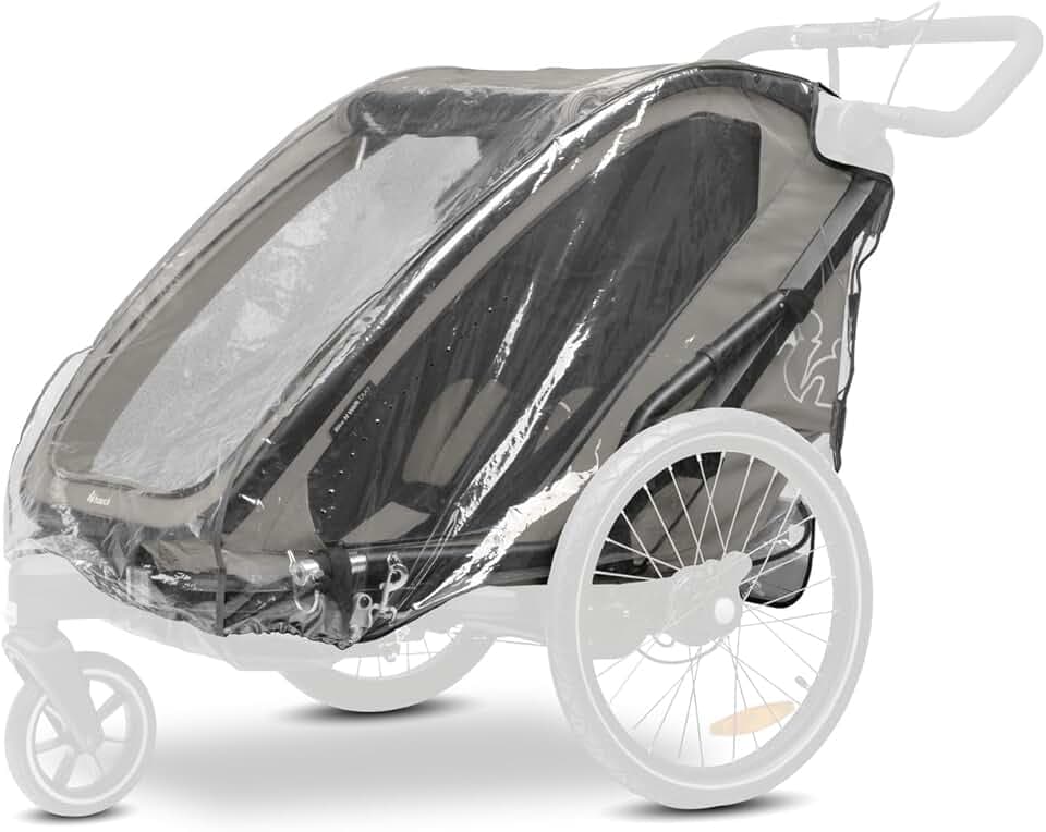 hauck Parapioggia per Rimorchio Bici Bambini Bike N Walk Duo 67 x 64 x 100 cm - Copertura Antipioggia con Bordo Catarifrangente e Aperture di Ventilazione, Facile da Montare - Trasparente