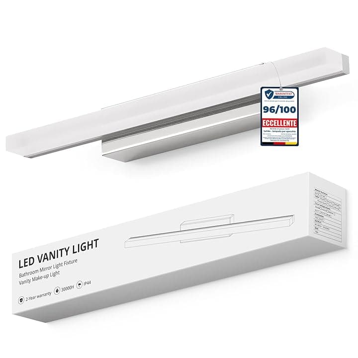Yafido Luce per Specchio Bagno 40CM LED Applique Lampada Bianco Naturale 4000K, 9W Cromo Luci IP44 Moderno Lampade sopra Mobile Lavandino 230V Bathroom Light over Mirror