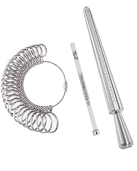 Meowoo Anello Mandrino Sizer Finger Mandrino Misuratore Anelli Dimensionamento Metro Dita Gauge Set Gioielli Strumenti Taglie Standard per Regno Unito, UE, USA e Svizzera