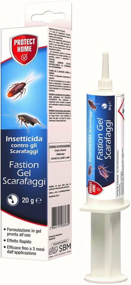 Protect Home Fastion Gel Scarafaggi, Insetticida gel pronto all’uso, Veleno scarafaggi, Efficace Elimina l’intera colonia in breve tempo, Azione per ingestione. Ambienti interni. 20g