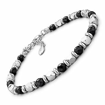 SAGA GIOIELLI Bracciale Uomo Donna Pietre Dure Onice Nero Vari Colori Quadrello Acciaio