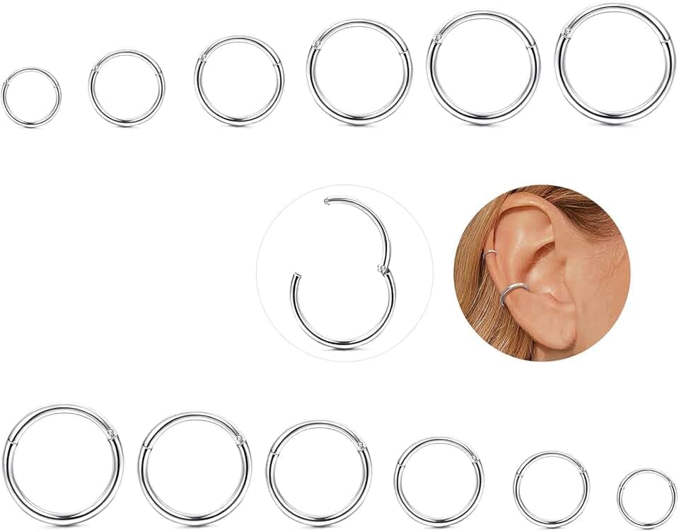 YADOCA 12 Pezzi Piercing Naso in Acciaio Chirurgico Setto Piercing 16G Anello Segmento Body Piercing Naso Cerchio Anelli per Labbro Cartilagine Conchiglia Orecchini Elica per Donne Uomini 6-16mm ClimeCo Certified