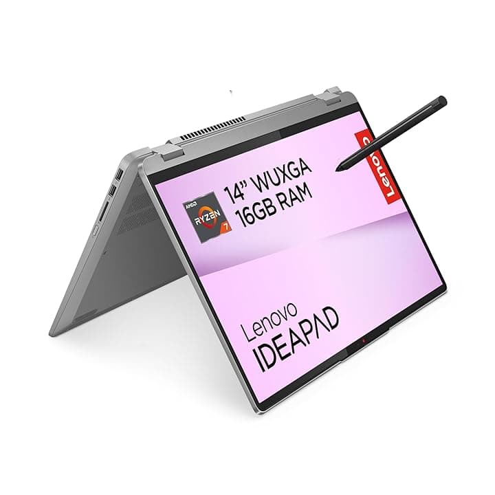 Lenovo IdeaPad Flex 5 Notebook - AMD Ryzen 7 7730U, RAM 16GB, 512GB SSD, Display 14" Touch WUXGA (1920x1200) IPS, Windows 11 Home, Tastiera italiana, Digital Pen inclusa - Arctic Grey