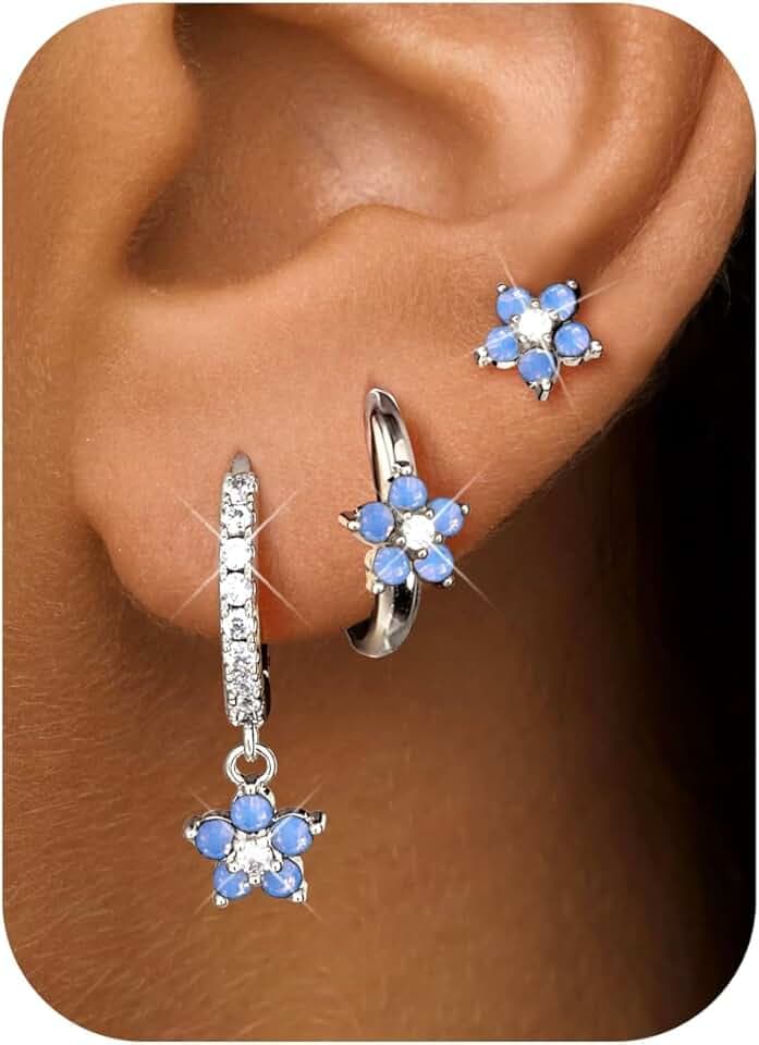 Chriscoco 3 Paia Orecchini Donna Oro Placcato 14K Acciaio Chirurgico Piccoli Orecchini Cerchio Argento Anallergici Set Piercing Orecchio