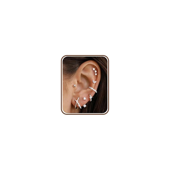 Milacolato 7 Paia Orecchini Donna Oro Argento Piercing Orecchio Cerchio Set