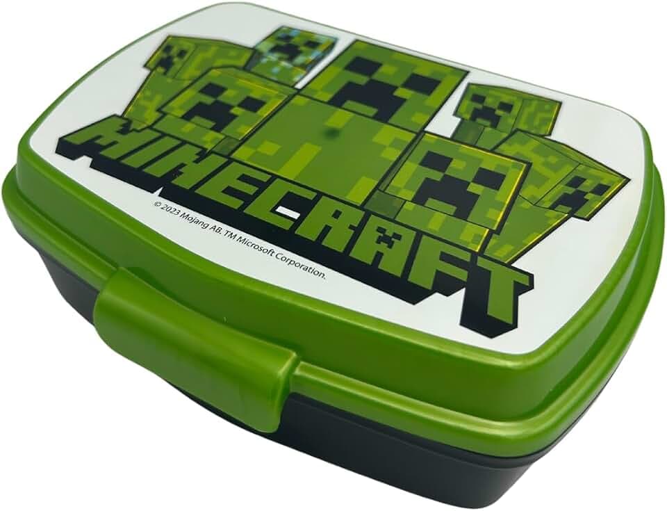 Stor - Minecraft Porta Pranzo per Bambini - Porta Merenda Scuola 1 Scomparti - Portamerenda in Plastica Bambini Pranzo Launch Box - BPA Free - 18x5x13 CM