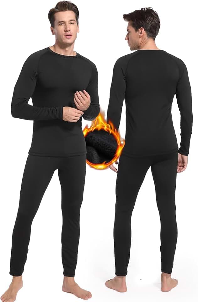 Intimo Termico Uomo Invernale, Manica Lunga Maglia Termica e Pantaloni - Attivo Caldo Completo Tuta Termica Funzionale Set Termico Uomo per Sci Ciclismo Corsa Allenamento