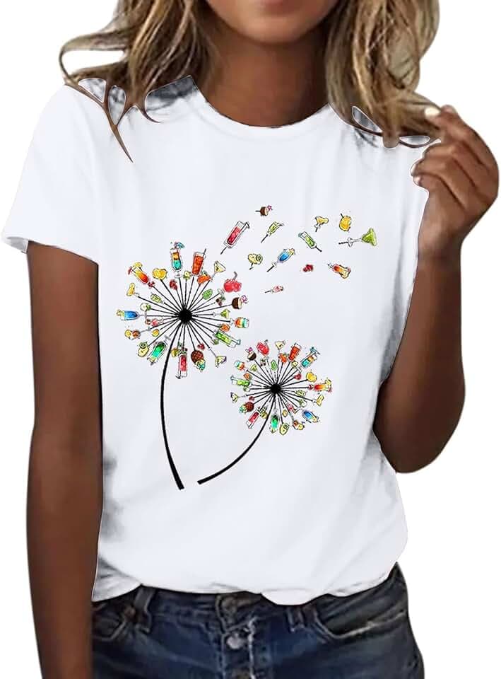 Generico Maglietta Donna Manica Corta Classica Girocollo Firmate Casual Magliette Estive Elegante Taglie Forti Bianca Tee Top Curvy Cotone Basic Maglia Comoda Manica Corta Vintage Larghe Tee Bluse
