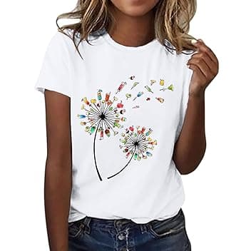 Generico Maglietta Donna Manica Corta Classica Girocollo Firmate Casual Magliette Estive Elegante Taglie Forti Bianca Tee Top Curvy Cotone Basic Maglia Comoda Manica Corta Vintage Larghe Tee Bluse