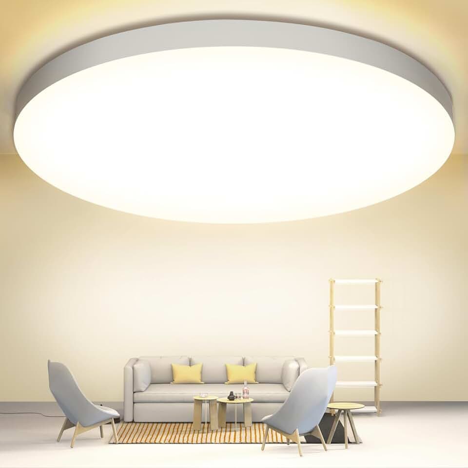OUILA Plafoniera LED Soffitto 24W, Lampada da Soffitto 4000K 2000LM Plafoniera Bagno IP44 Impermeabile Rotonda Ø28CM Lampadario LED Moderna Luce Soffitto per Cameretta, Cucina, Soggiorno