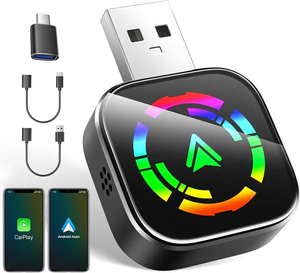Adattatore Carplay & Android Auto Wireless, 2026 Upgraded 2-in-1 Wireless Adapter, Adattatore USB/Type-C Senza Fili, Plug & Play, Compatibile con iOS 10+ e Android 11+