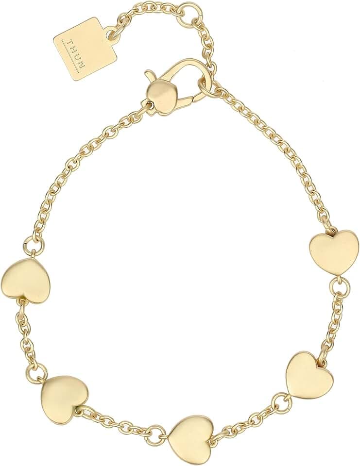 THUN THUN - Bracciale con cinque cuori - metallo, vetro, resina - Collezione Dedicato a te - 16 + 3 cm