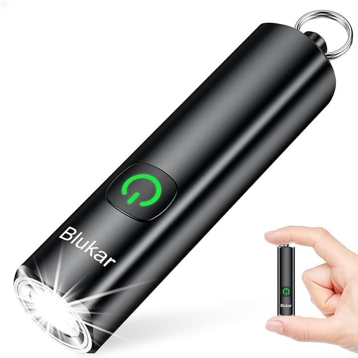 Blukar Torcia LED Mini Ricaricabile, Torcia EDC Tascabile con Portachiavi