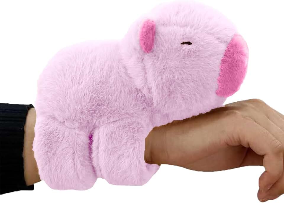MUYAPAY MUYAPAY Capybara Slap Braccialetti per Bambini, Peluche di Capibara Bracciali Huggers, per Natale, Feste di Compleanno (Rosa)