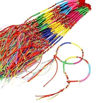 30 Pezzi Bracciale intrecciato,Braccialetti della fortuna, Braccialetti dell'amicizia, Filo Colorato Intrecciato, Braccialetti colore, per uomini, donne, genitori e bambini(B）