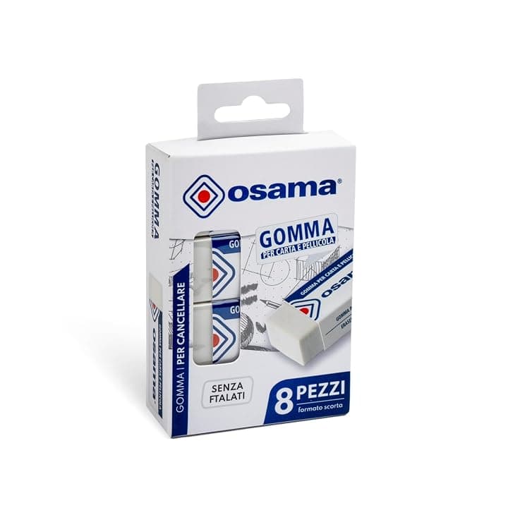 OSAMA - Gomme da Cancellare Set da 8 Pezzi per Cancelleria Scuola Ufficio Università e Cartoleria, Gomma da Cancellare per Materiale Scolastico e Cose per la Scuola, Gomma Matita Rifinisce Nitidamente
