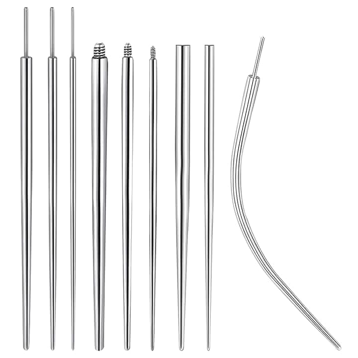 TYXHXTF 9 Pezzi Kit Piercing Piercing Taper Inserimento Permit Corpo Taper Acciaio Chirurgico Ago Cannula Piercing per Orecchio Naso Sopracciglio Labbro