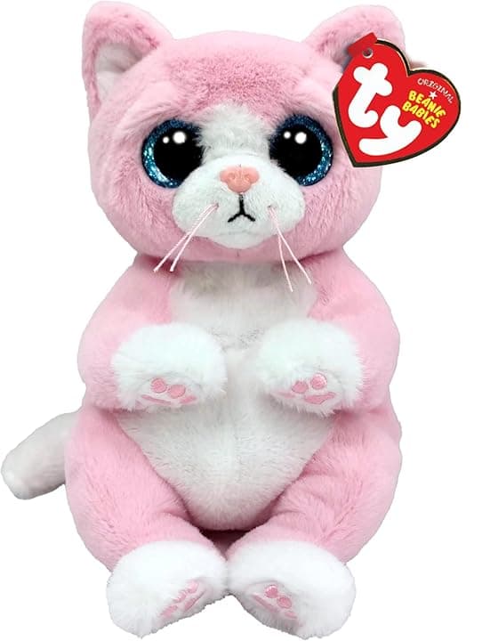 TY Beanie Bellies Lillibelle la Gattina Rosa con gli Occhioni Azzurri Glitter, i Coccolosi Animaletti di Peluche con il Pancino Morbido Originali Ty 20 Cm T41283