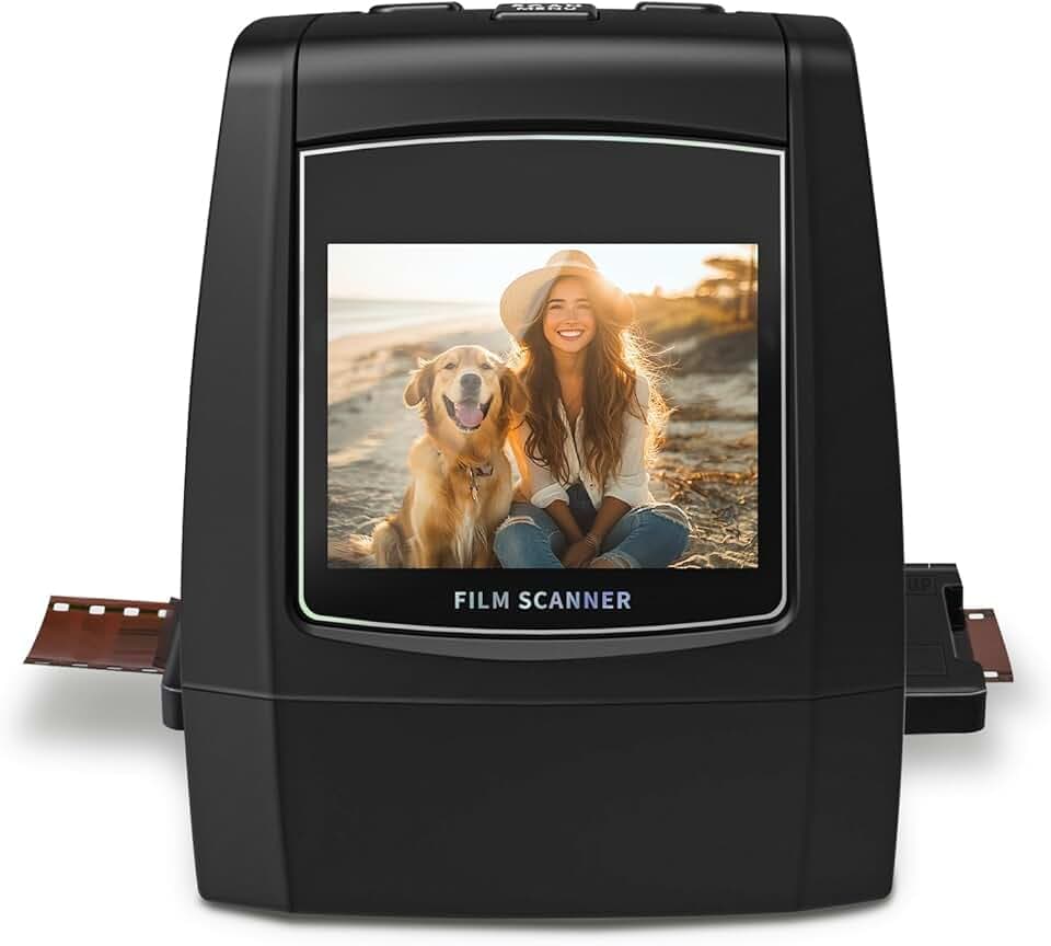 Scanner di film digitale, diascanner indipendente e scanner negativo Converte diapositive negative e film da 35 mm, 126, 110, Super 8 e 8 mm in immagini JPEG, display LCD da 2,4"