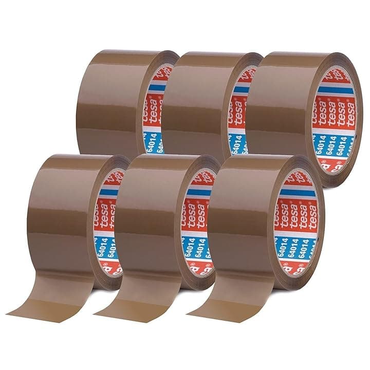 tesapack 64014 PP Nastro Adesivo Marrone - Resistente all'invecchiamento e allo strappo - Silenzioso e fortemente adesivo - Confezione da 6 Rotoli - 66 m x 50 mm