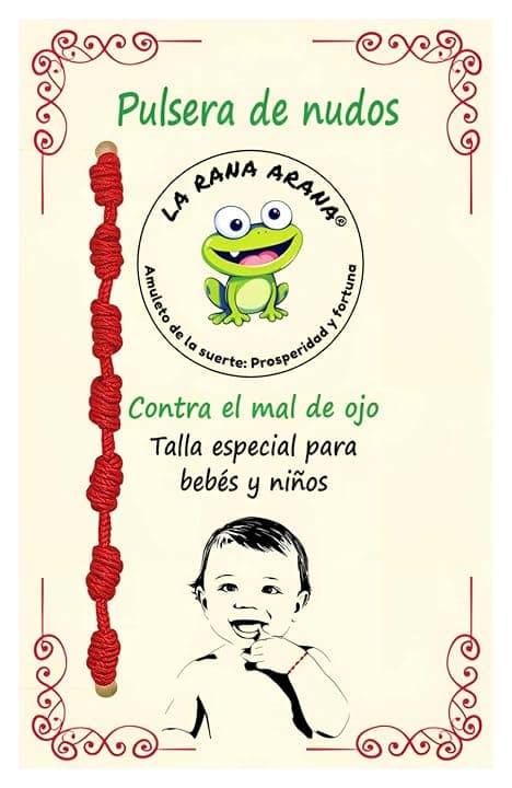 LA RANA ARANA Bracciale con sette nodi rosso per neonati e bambini - Contro il malocchio - Filo rosso protezione energia negativa - Amuleto per buona fortuna - Taglia piccola