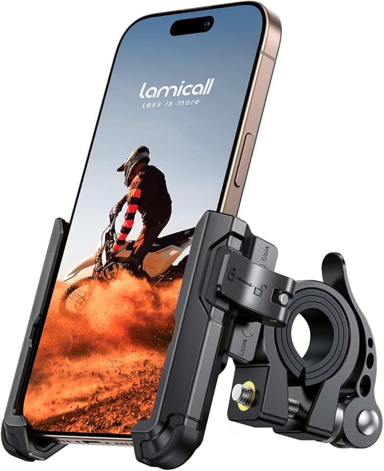 Lamicall Supporto Telefono Bicicletta - [No Blocca la Telecamera] 360° Rotazione, Porta Cellulare Moto Universale, Fissaggio e Rimozione Rapido, per iPhone 17/16/15/14/13/12 e 4,7-7" Smartphone
