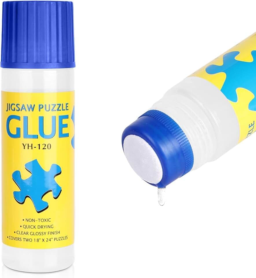 AUAUY Colla Per Puzzle, Colla per Puzzle Liquida, Fino Puzzle 3000 pezzi, Permanente, Applicatore In Spugna, Accessori Puzzle Adulti e Bambini (120 ML)