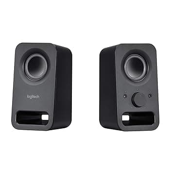 Logitech Z150 Altoparlanti Stereo Multimediali Compatti, Ingresso Audio da 3,5 mm, Controlli ‎Integrati, Jack per Cuffie, Presa EU/IT, Computer/Smartphone/Tablet/Lettore Musicale - Nero Notte