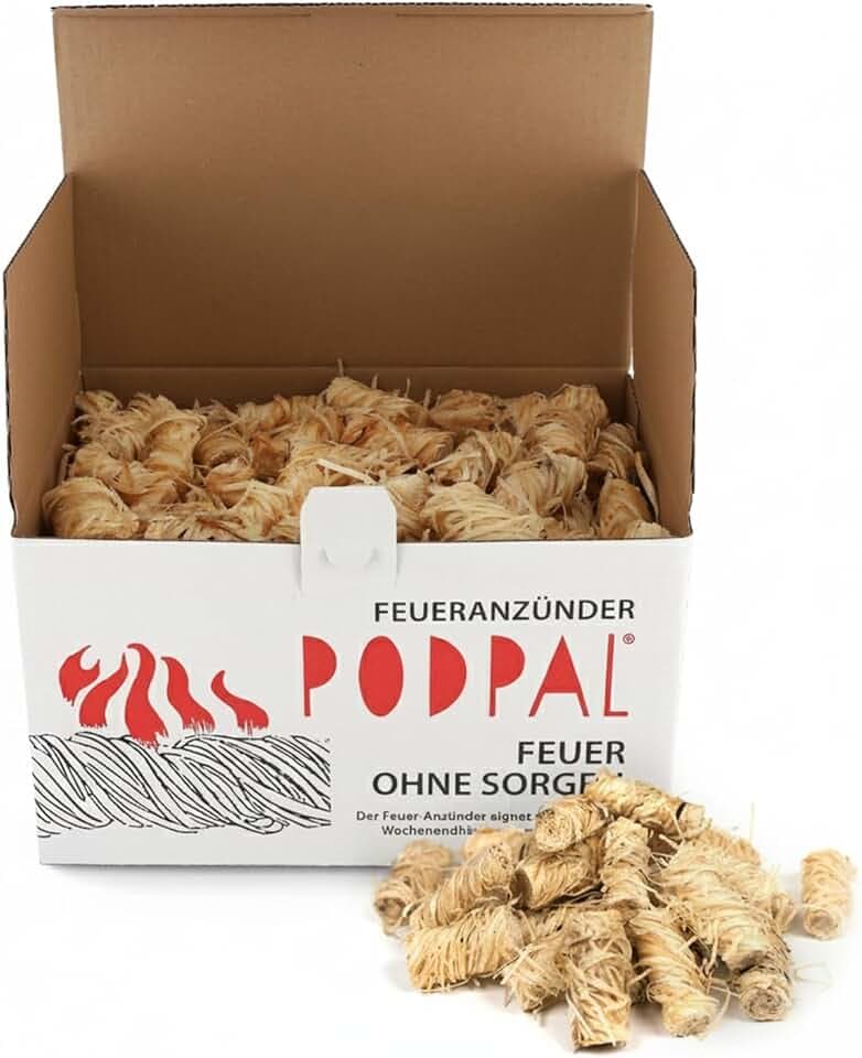 Legnetti Accendifuoco Ecologici 2kg | 200 Pezzi in Lana di Legno e Cera | Per Camino, Stufa, Barbecue | Incluso Acciarino