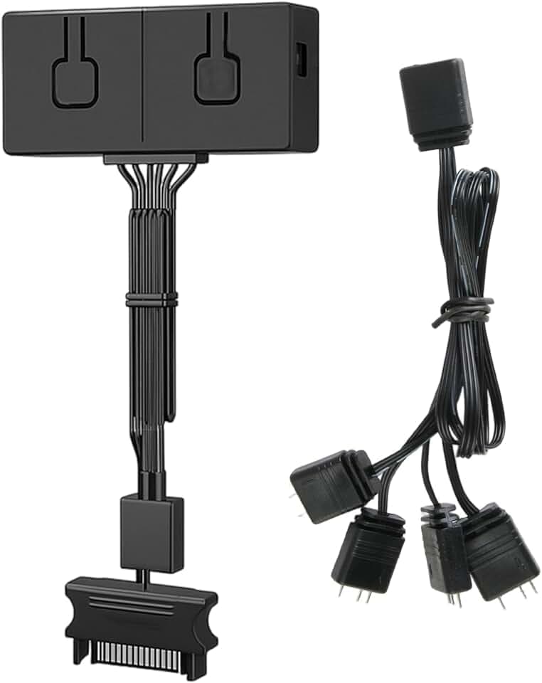Convertitore RGB 12V RGB a 5V ARGB Transfer Hub con Splitter 4 Vie Controller per Scheda Madre 12V 4 Pin Controllo Dispositivi 5V ARGB, 50 Modalità Colore Integrate