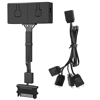 Convertitore RGB 12V RGB a 5V ARGB Transfer Hub con Splitter 4 Vie Controller per Scheda Madre 12V 4 Pin Controllo Dispositivi 5V ARGB, 50 Modalità Colore Integrate