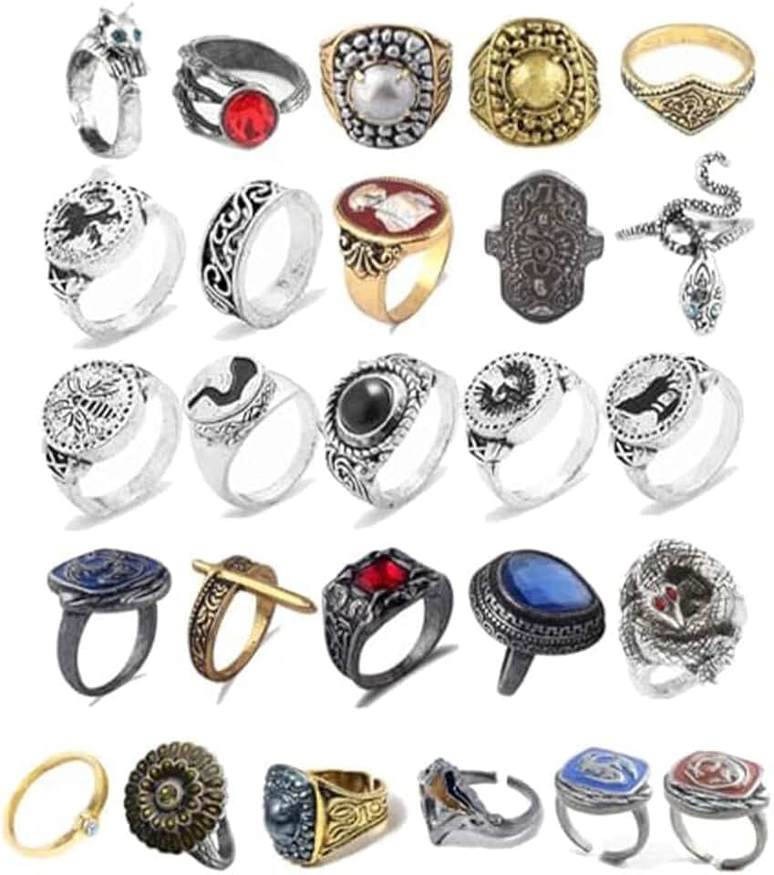 JUSONGKWCP JUSONGKWCP 26 Pcs Anello Darksoul Anelli Cartoon Figure Cosplay Accessori Darksoul Punk Vintage Ring Gioielli
