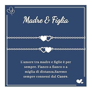 VU100 2/3 Pezzi Bracciale Madre e Figlia Regalo per Madre e Figlia Bracciale Cuore in Acciaio Inox 316L Regalo di laurea ispirazione Regalo di Natale e Compleanno per Mamma Figlia Ragazza