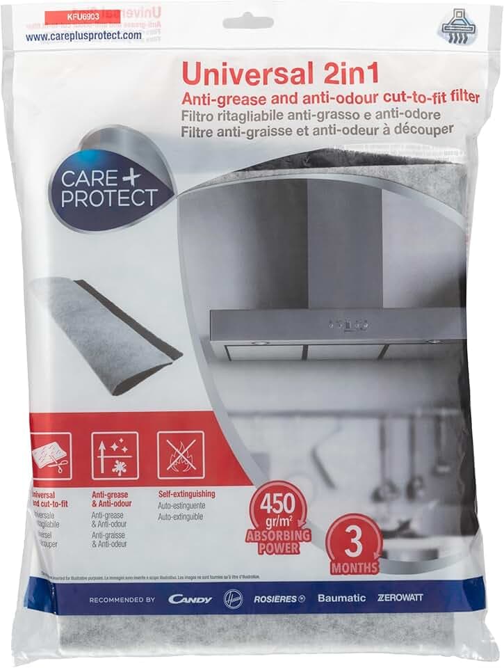 CARE+PROTECT Filtro Universale Ritagliabile 2in1 Anti-Grasso e Anti-Odore