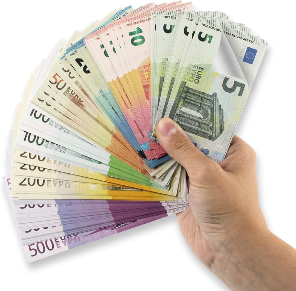Confezione da 175 fogli di denaro giocattolo per gioco di negozio - Tutti i modelli - 25x 5/10/20/50/100/200/500