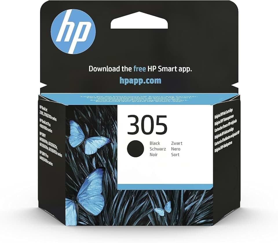 HP 305 Nero, 3YM61AE, Cartuccia Originale da 120 Pagine, Compatibile con Stampanti HP DeskJet serie 2700, 4100, HP Envy serie 6020, 6030, 6420, 6430 ECOLOGO