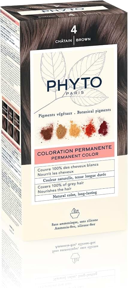 Phyto Color Kit 4 Castano Colorazione Permanente senza Ammoniaca, 100% Copertura Capelli Bianchi