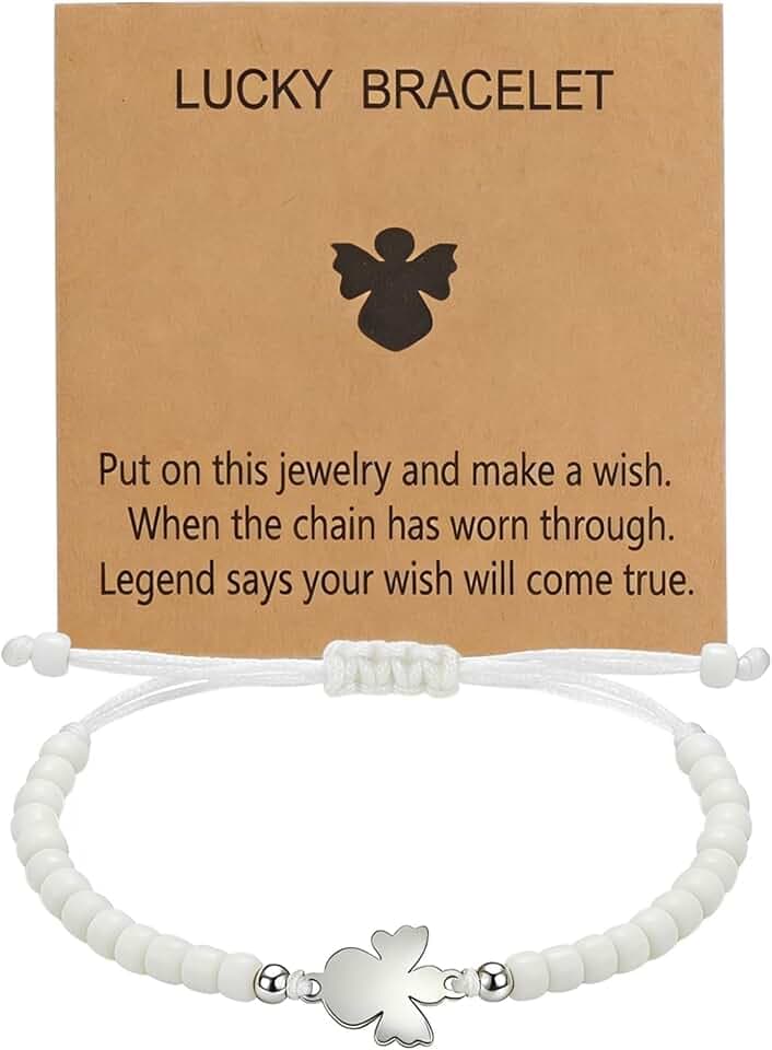 bracciale angelo custode, Regalo per cresima, angelo custode, bracciale in argento, regolabile con biglietto, piccolo regalo per cresima, ragazza e ragazzo, Acciaio inossidabile