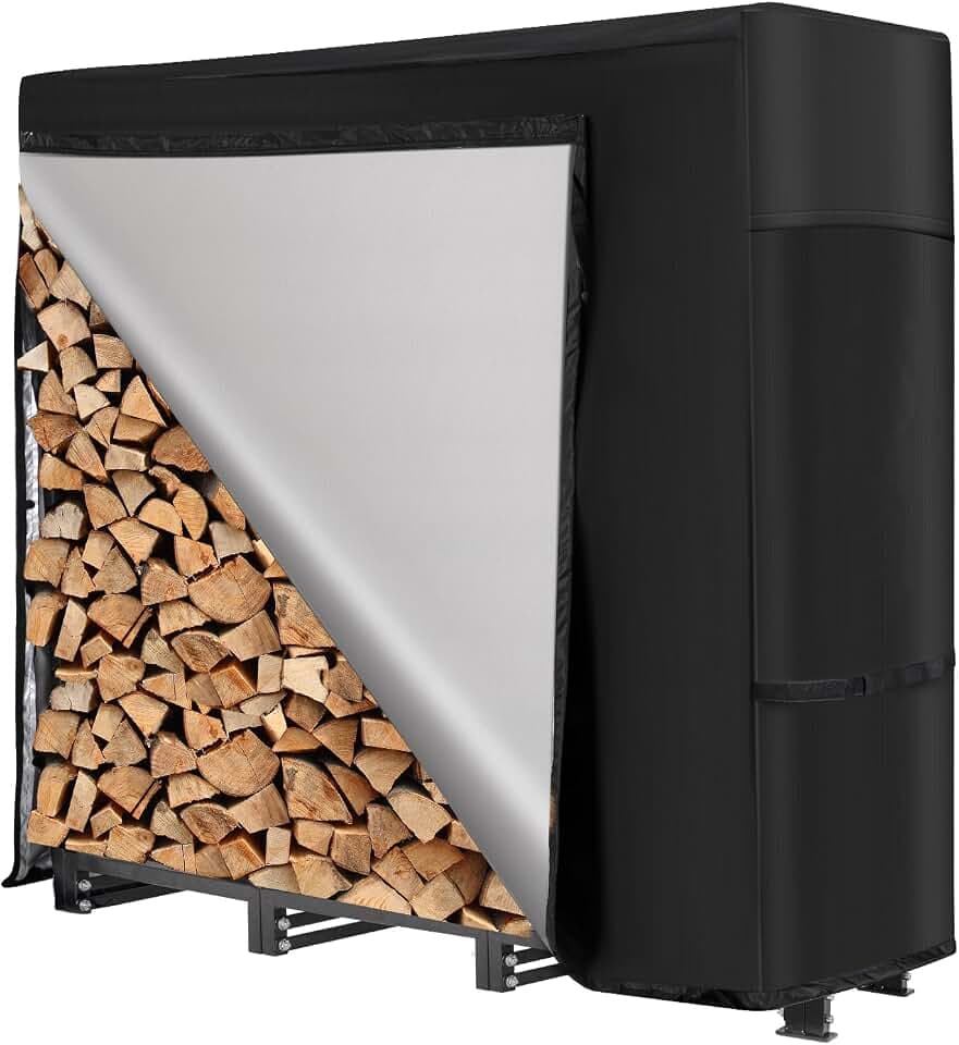 NALONE legnaia da esterno con coperchio impermeabile,portalegna da esterno Metallo per lo stoccaggio del legno legnaia da (4FT)