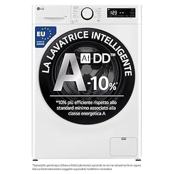 LG AI DD F4R3011NSWB Lavatrice Classe A -10%, Carica Frontale Serie R3, Lavatrice 11kg, 1400 giri, AIWash, Lavaggio a vapore, Motore Direct Drive, Smart Diagnosis, Libera installazione, Bianca Etichetta Energetica