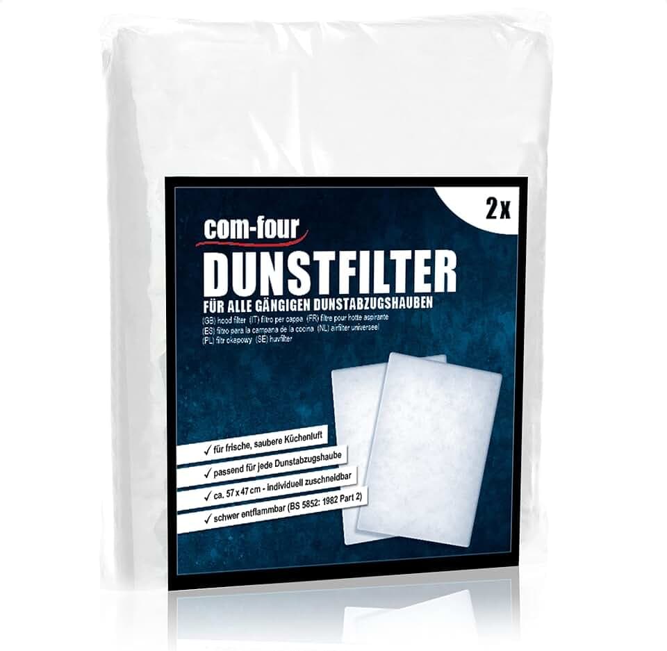 COM-FOUR® 2 filtri per cappa aspirante ritagliabile su misura - filtro universale per cappa aspirante - cartuccia filtro aspirazione - tappetino filtro grasso - filtro vapore bianco (2 pezzi)