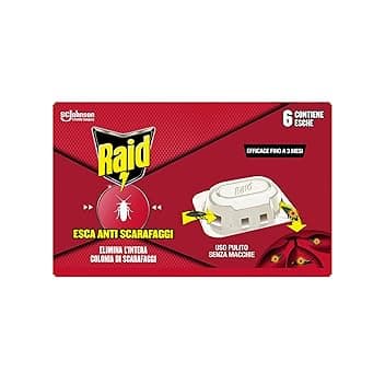 Raid Esca Scarafaggi Insetticida Inodore, Efficace fino a 3 Mesi, Area di Utilizzo Interno/Esterno - 1 Confezione da 6 Pezzi