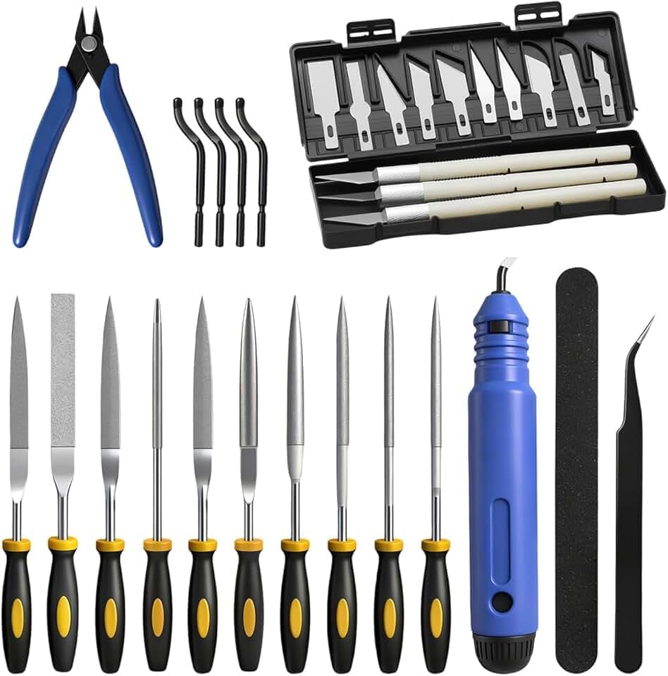 32 PCS 3D Printer Tool Kit Professional Accessory Set with Deburring Tool for 3D Print Cleaning Sanding Finishing and Maintenance Model Making DIY and Professional Use