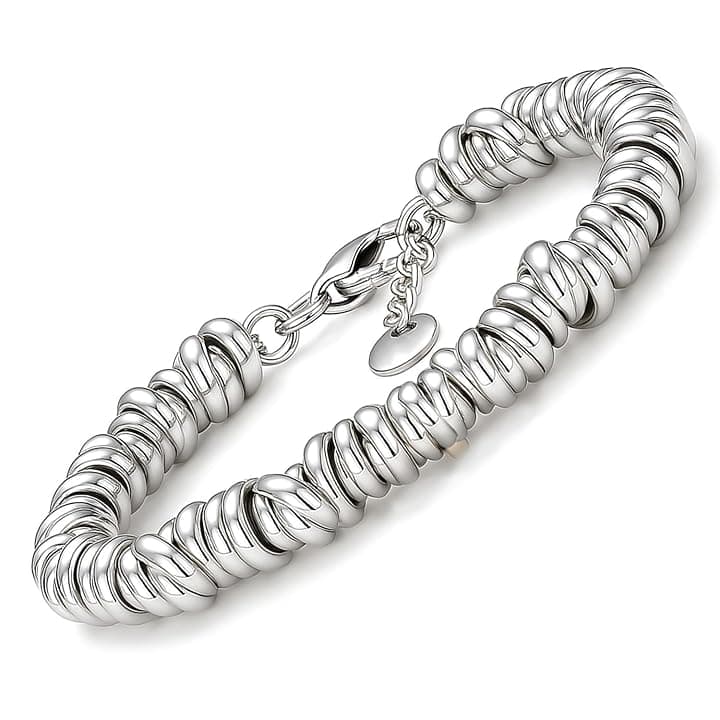 SAGA GIOIELLI BRACCIALE DONNA INTRECCIATO NODINI ACCIAIO DIVERSI COLORI
