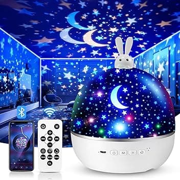 Proiettore Stelle Soffitto,315Colori+15Film Proiettore Soffitto,Bluetooth Musica&360°Luce Notturna Bambini,Ricaricabile&Telecomando Proiettore Portatile,Regalo Neonato Maschio Regalo Bambina 3-10anni