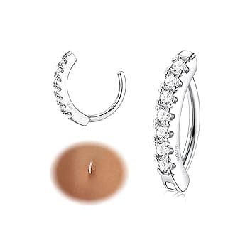 KRFY 14G Piercing Ombelico Argento 925 Donna Anallergico Clicker Piercing Ombelico Anello Cubic Zirconia Paved Reverse Piercing Ombelico Cerchio