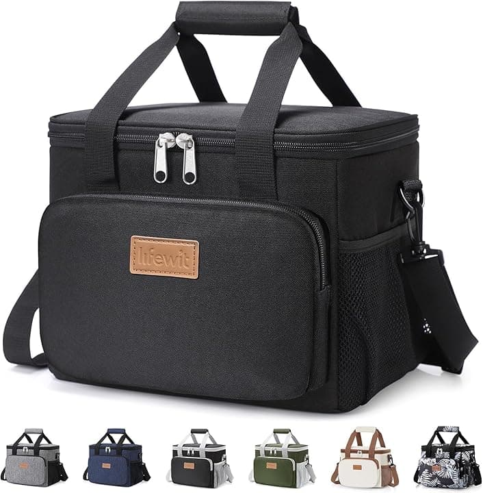 Lifewit Borsa Termica Porta Pranzo 9L(12 Lattine), Medio Borse Frigo Pranzo Ufficio per Uomo e Donna, Lunch Bag per Lavoro, Mare, Viaggio, Spiaggia, Nero